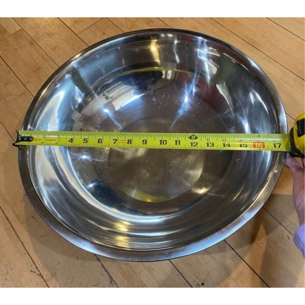16 Qt Stainless Steel Mixing Bowl - Large Commercial Grade - Standard Weight